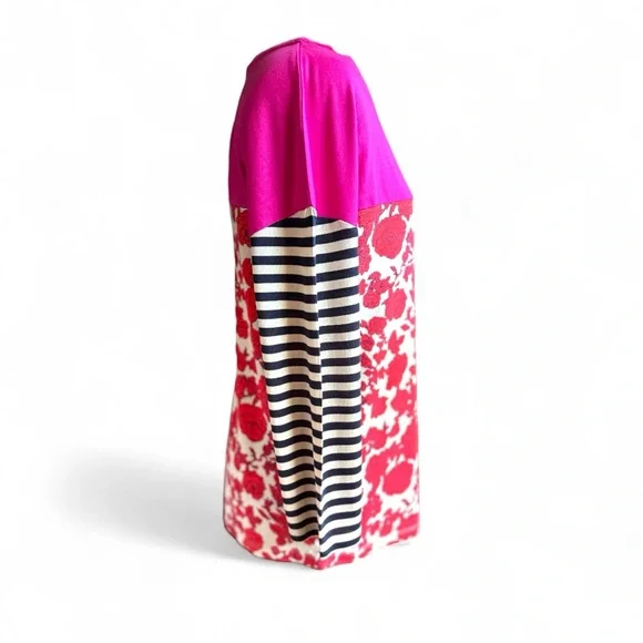 NWOT Colorblock Floral and Striped Long Sleeve Top - Magenta and Strawberry - Picture 3 of 8